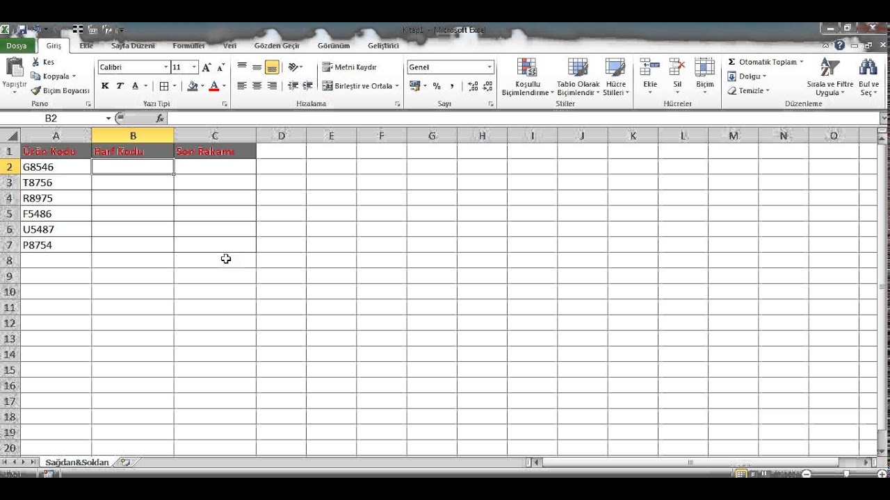 Excel Dersleri - Sağdan & Soldan Fonksiyonu