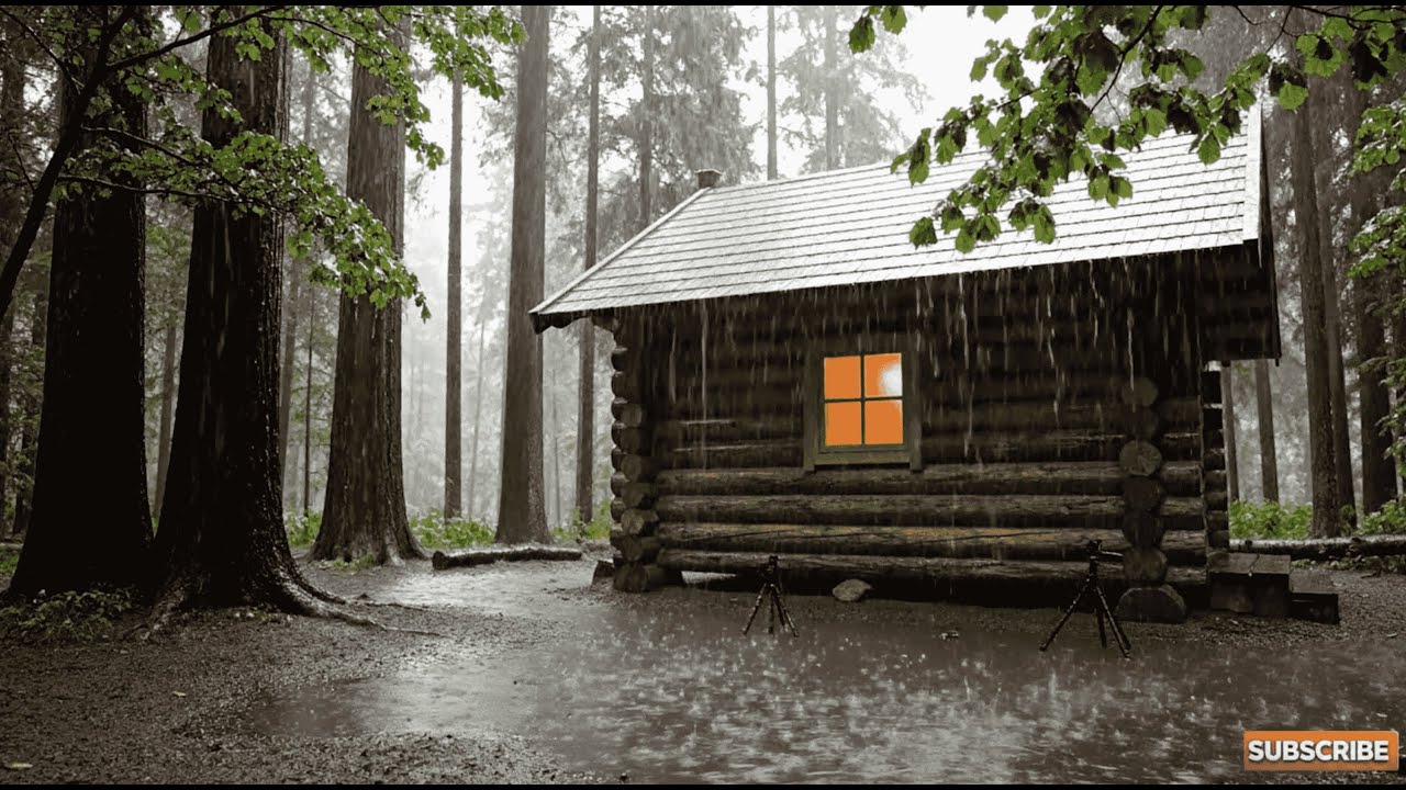 Ultra HD Rainy Day at the Cabin (3 Hours) - Natural Rain & Thunder: No Music, Pure Focus