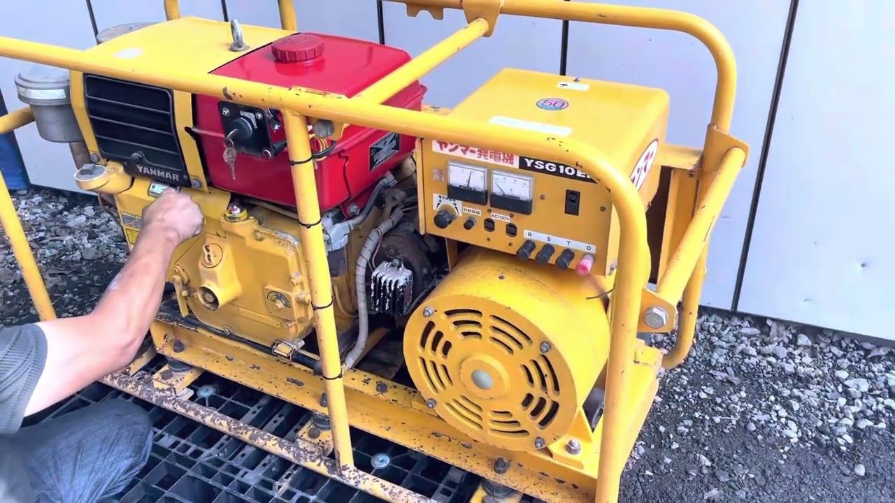 【確認動画】セル付き ディーゼル ヤンマー NS130C 15馬力 YSG10EN 三相 エンジン 発電機 10kVA 三相 200V 単相 100V