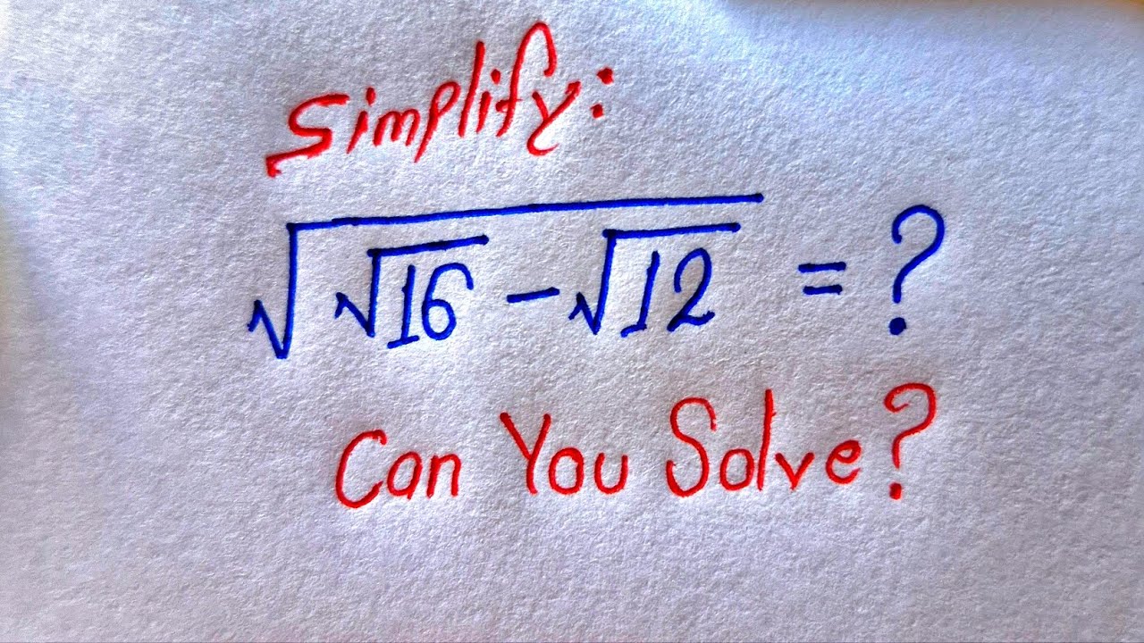 Germany | A Nice Math Square roots problem | How to simplify?