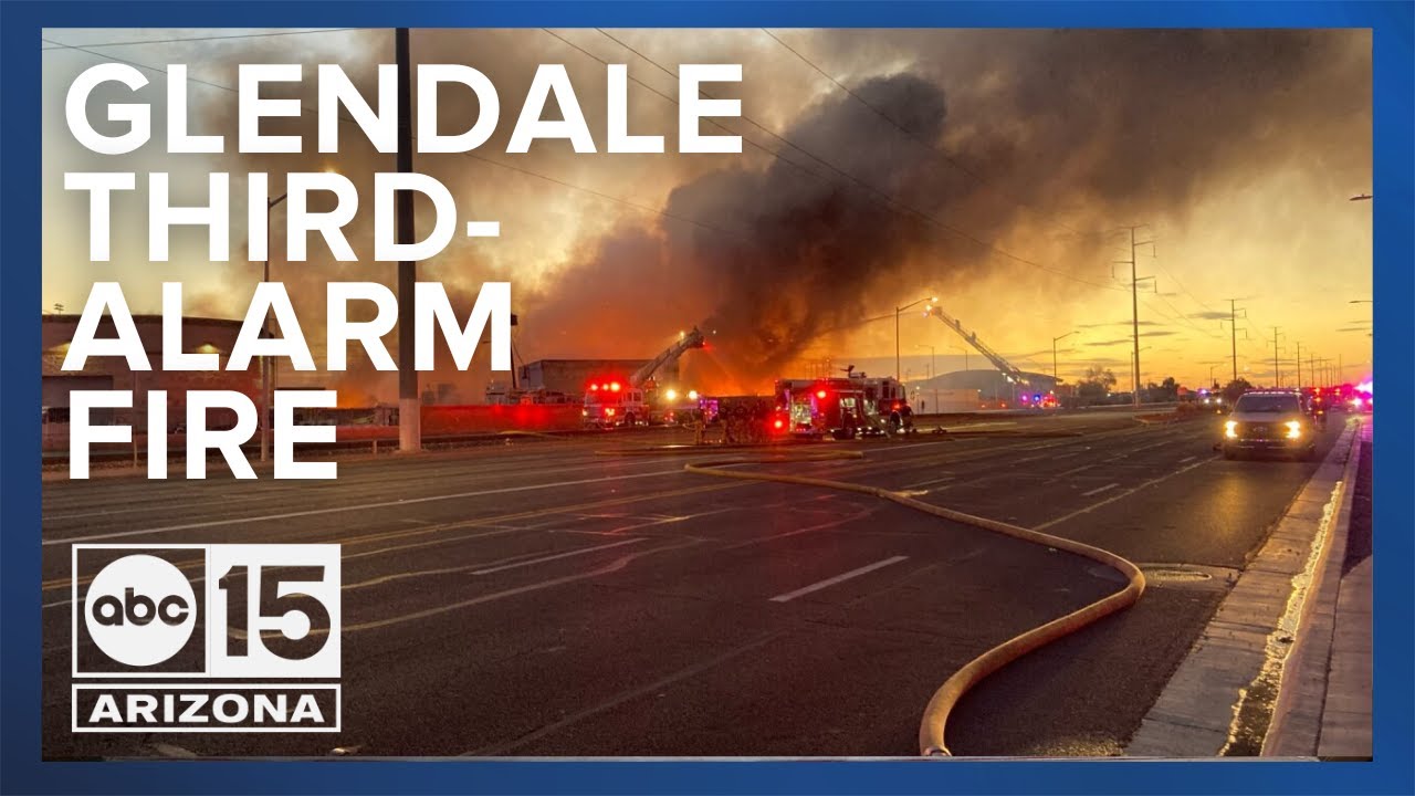 Crews battle third-alarm fire with hazmat near 59th and Glendale avenues