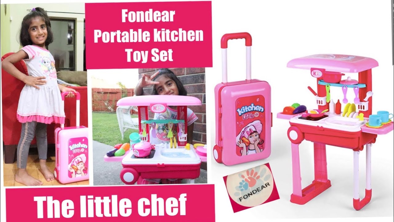 Fondear Portable Kitchen Toy / 2 in 1 Kitchen Set / Cooking Toy for Toddlers - Pretend and Play Chef