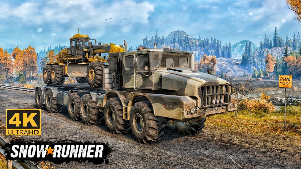 Delivery CAT 120M With KOLOB 74941 On Muddy Road In SnowRunner Season 15 #snowrunner #offroad #truck