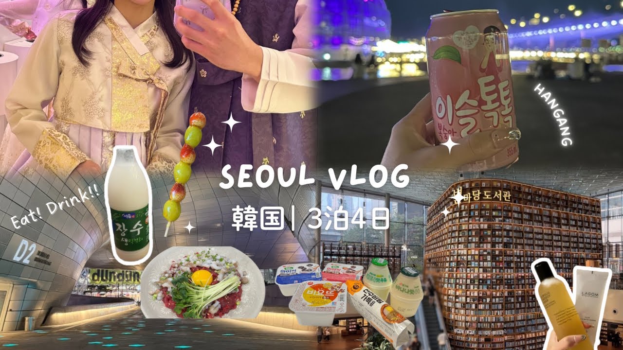 【 vlog 】食べて飲んで大満喫の3泊4日韓国vlog🇰🇷🍶🩵⋆˙⟡｜定番スポット｜ホームズステイ明洞