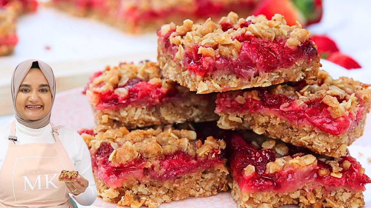 🍓Super easy STRAWBERRY OATMEAL BARS!