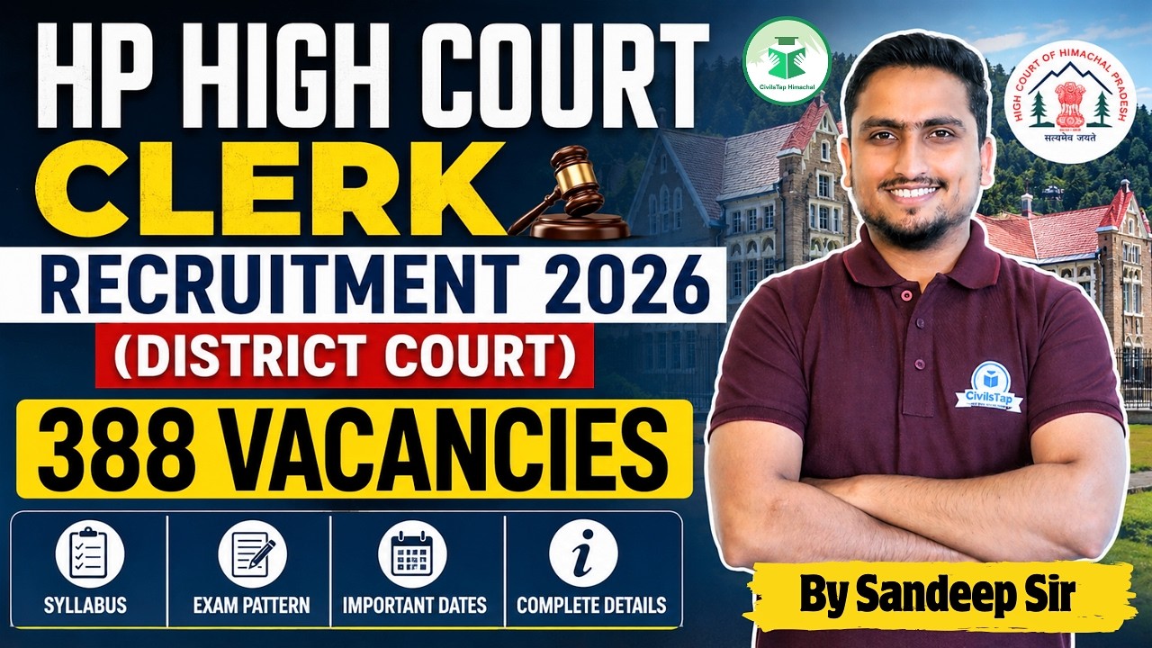 HP High Court Clerk Recruitment 2026| District Courts | 388 Vacancies | Complete Details | CivilsTap