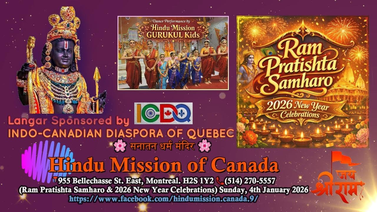 Ram Pratishta Samharo & 2026 New Year Celebrations at Hindu Mission of Canada 4th January 2026