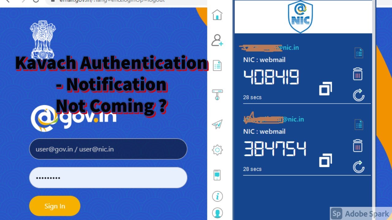 Kavach Authentication- Notification Problem and its Solution.Pull Option and OTP Option in NIC Email