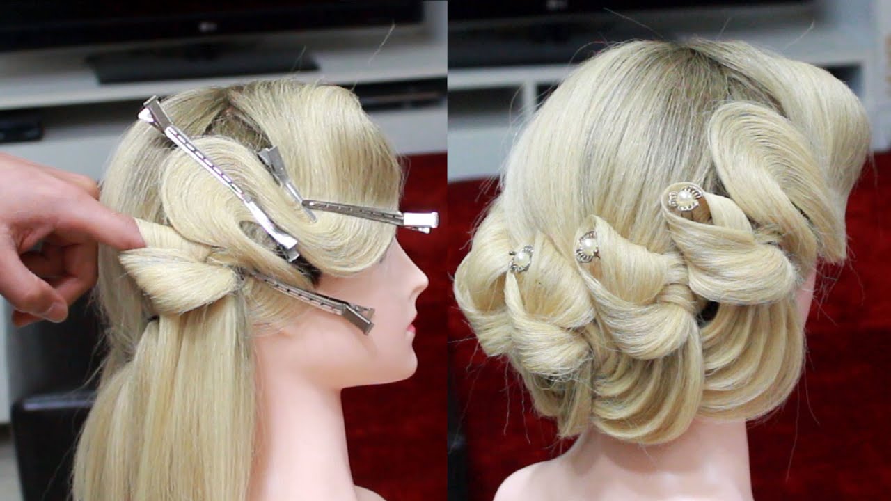 Water wave hairstyles, bun hairstyles, avant garde hairstyles