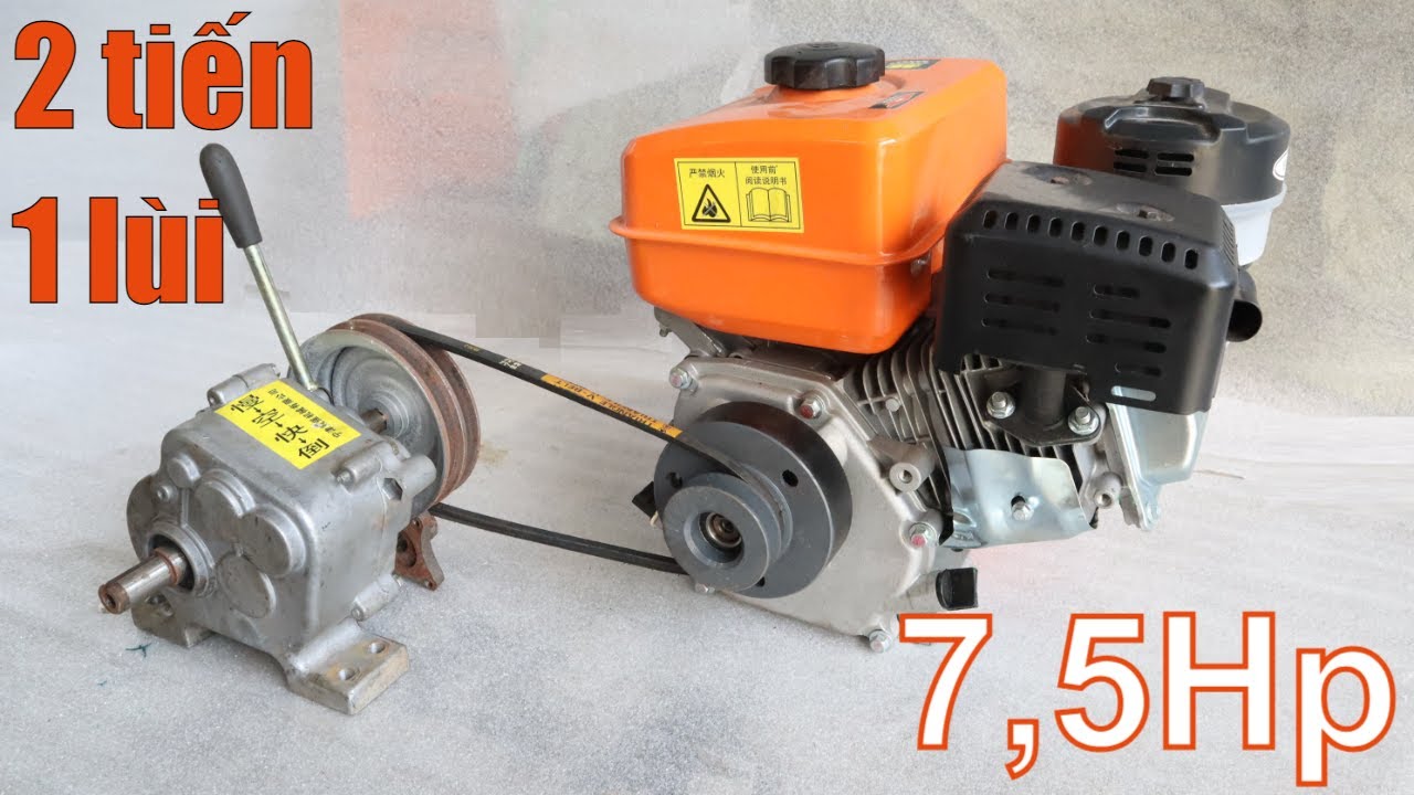 Mô hình truyền động động cơ 7.5Hp và hộp số 2 tiến 1 lùi chạy xích