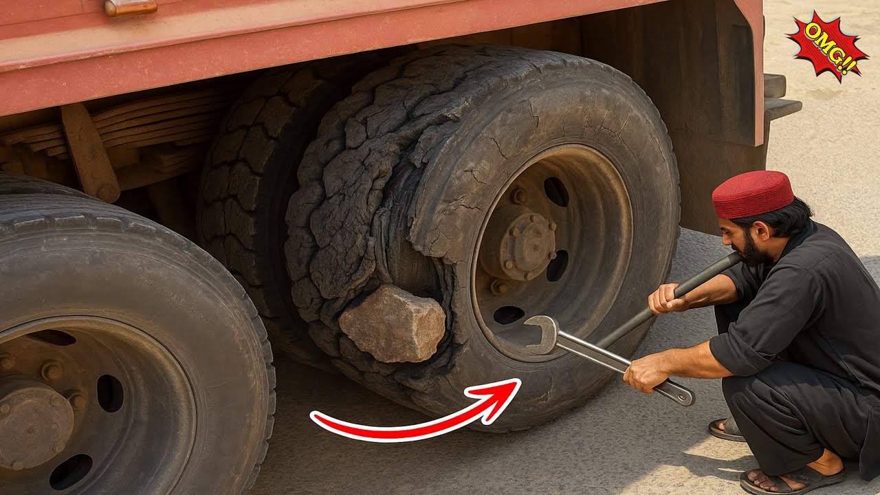 Truck Tyre Burst Emergency Fix | Roadside Repair by Skilled Mechanic
