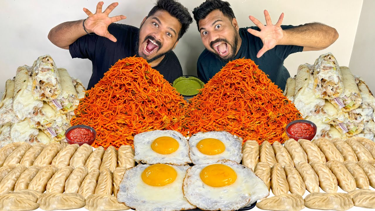 50 CHICKEN STEAM MOMOS, SPICY CHICKEN SCHEZWAN NOODLES, CREAMY CHICKEN SHAWARMA,SUNNY SIDE UP ASMR😍🔥