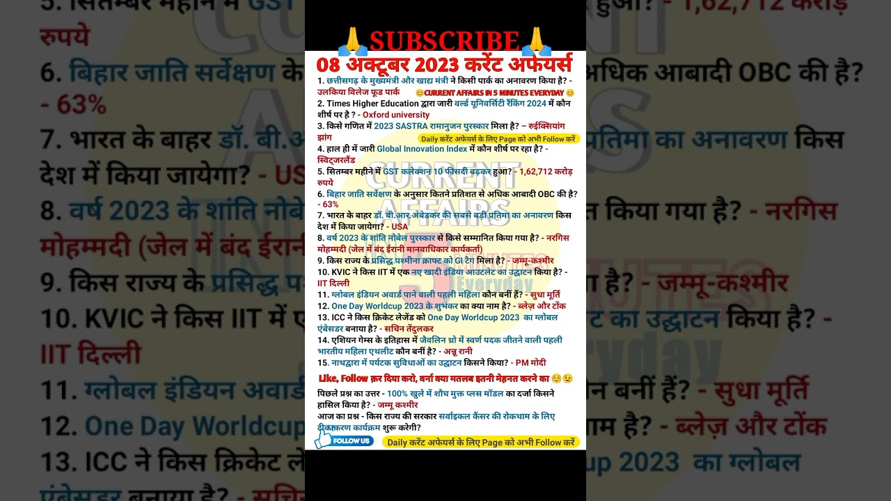 8 oct | current affairs 2023| current affairs today #shorts #utkarshclasses #gauravsircurrentaffairs