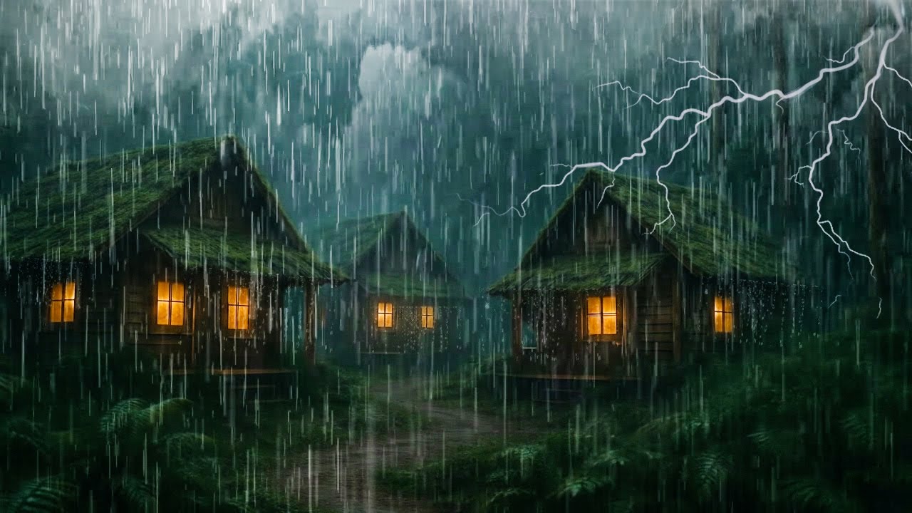 Rain Sound in Forest ⛈️ Heavy Rain on Window for Fall Asleep Quickly | Soothing Rainy Day Vibes