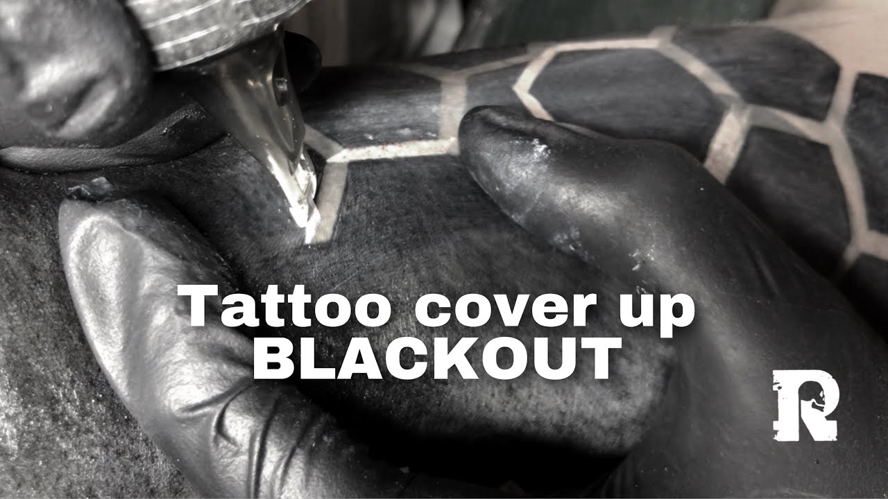 Tattoo cover up, Blackout, geometric tattoo