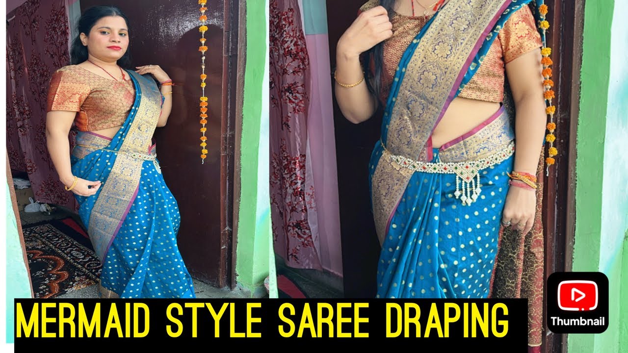 MERMAID SAREE DRAPING 🧜🏻&zwj;♀️ | mermaid saree draping tutorial |