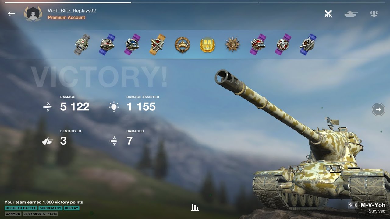 WoT Blitz UZ Gaming - M-V-Yoh ● 5122 Damage - 3 Kills