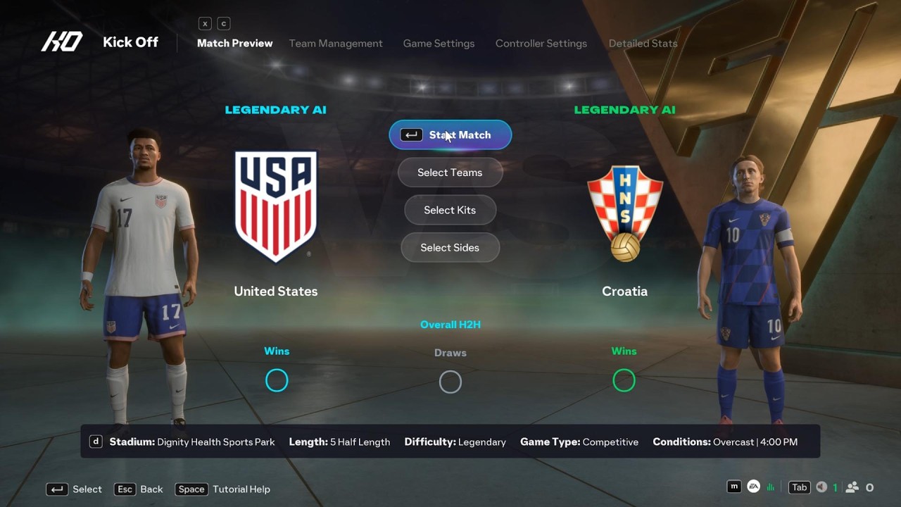 США против Хорватии | Международный матч | EA FC 26 | Симуляция