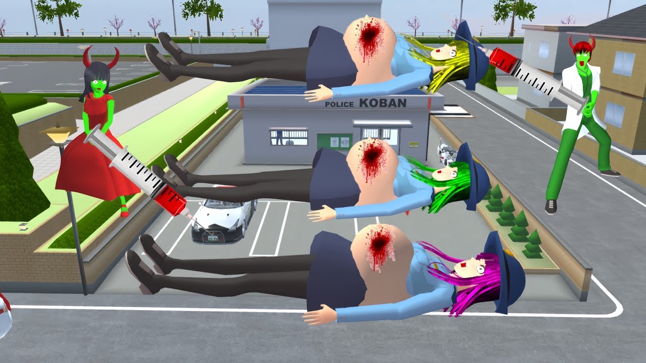  Giant police officer with colorful hair is pregnant, attacked by zombie Mio - sakura school