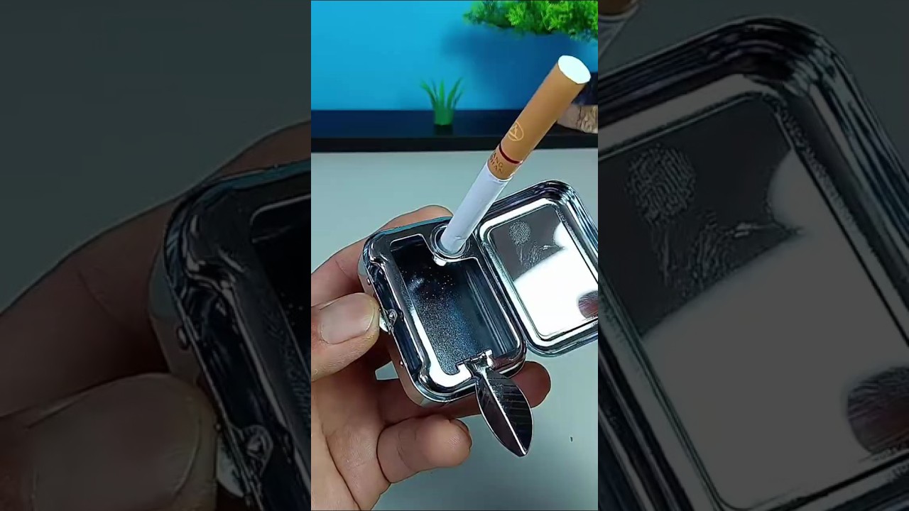 Mini metal ashtray and lighter 2 in 1 #lighter #ashtray #shorts