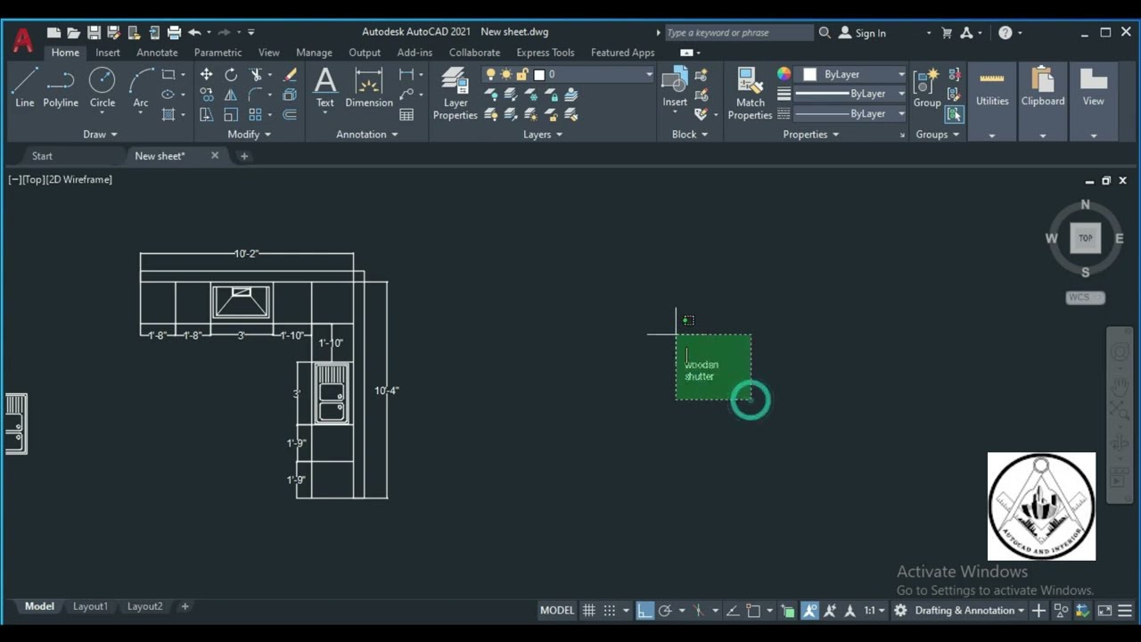 KITCHEN PLAN FOR BEGINNERS l AUTOCAD AND INTERIOR