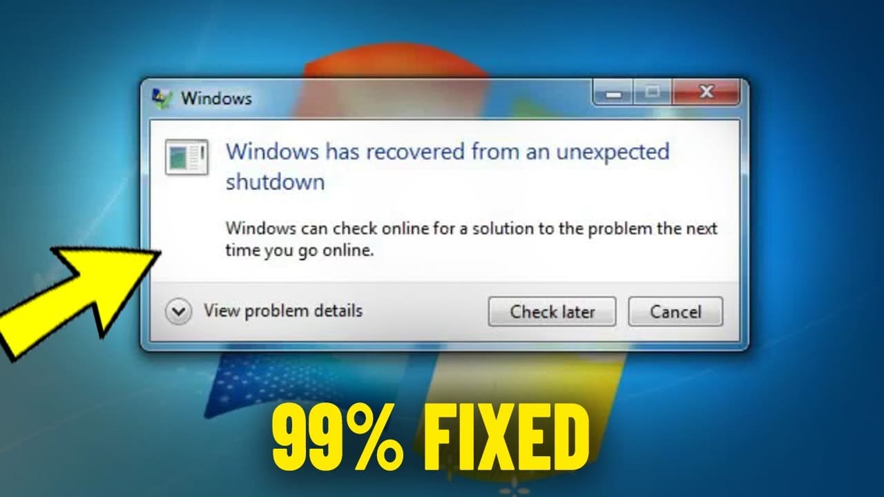 Как решить Windows восстановлена после непредвиденного завершения работы ошибку в Windows 7 ✅