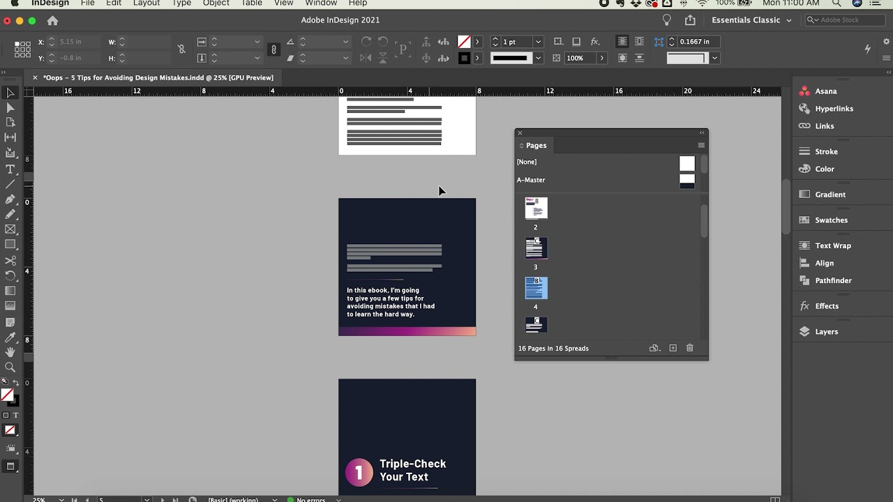 Как организовать страницы в InDesign