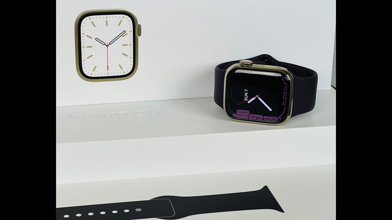 Apple Watch Series 7 Unboxing | Gold Stainless Steel | Dark Cherry & Red Band | Series 6 vs Series 7