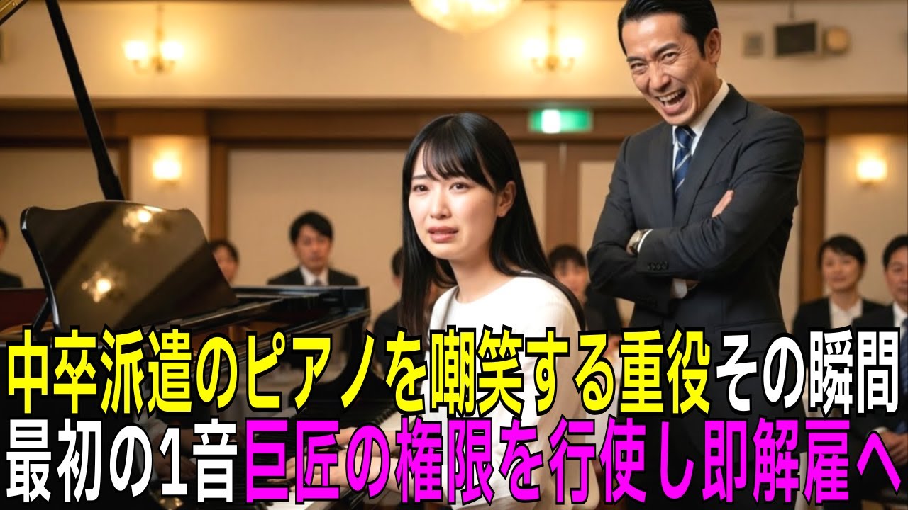 中卒派遣員を「ピアノなど無理」と嘲笑した重役、演奏開始10分で世界的巨匠の権限行使により即時解雇【感動する話】【朗読】