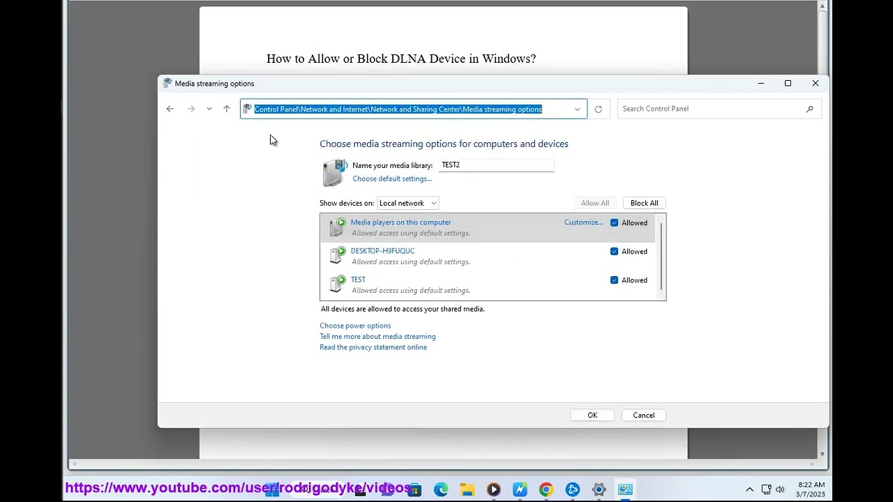 Allow or Block DLNA Device in Windows