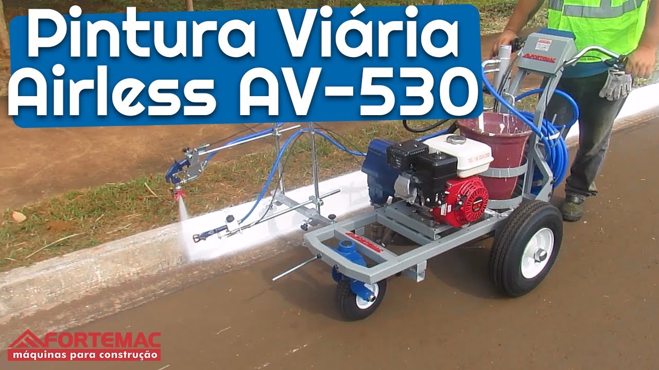 Máquina de Pintura Viária Airless AV-530 Fortemac fazendo demonstração em guia