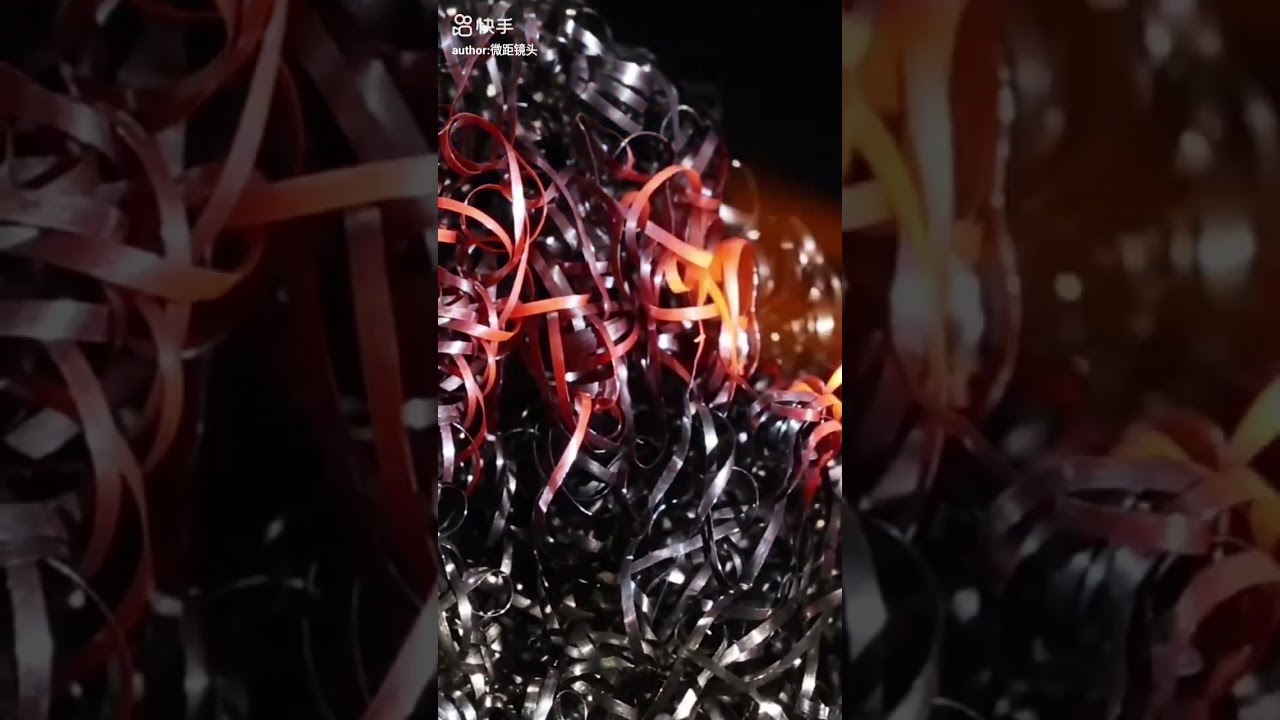metalic cruber melting by fire and zooming video