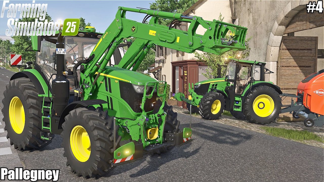 FEEDING COWS AND BUYING SHEEPS, BALING AND COLLECTING STRAW BALES WITH JOHN DEEREs | Pallegney | 4