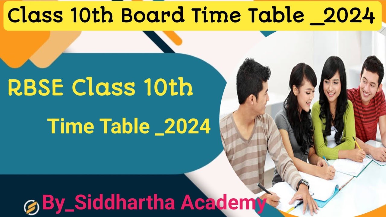 Class 10th Board Exam Time Table 2024 || Dasvin Board Exam Time Table || Rajasthan Board Time Table|