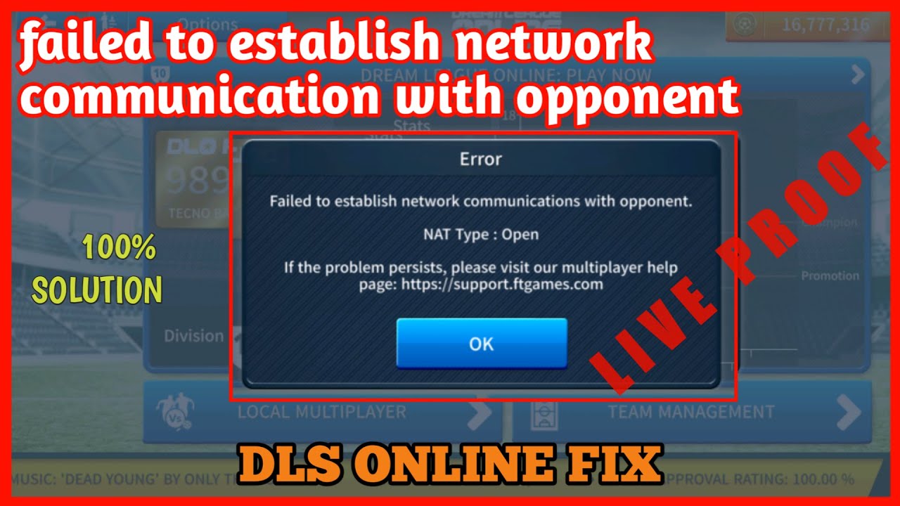 How to fix dream league online filed to establish network communication with opponent 2021|| NO LAG