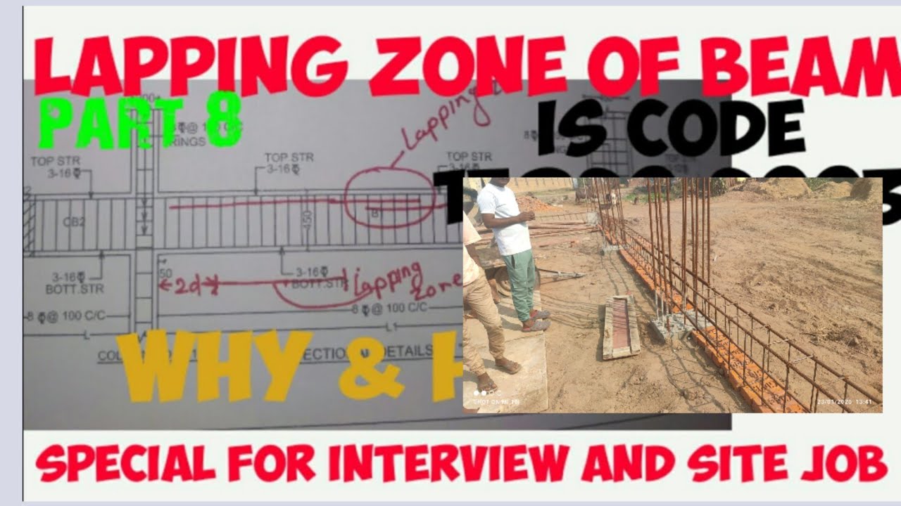 lapping zone of beam as per I S Code 13920.civil engineering practical knowledge 