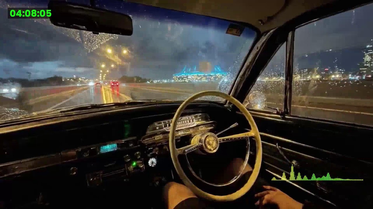Moody Urban City Night Ambience with Gentle Traffic for Night Relaxation