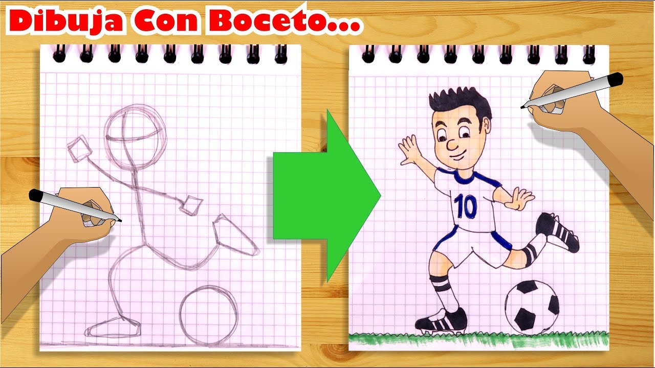 Aprende a dibujar un niño jugando fútbol con bocetos a lápiz