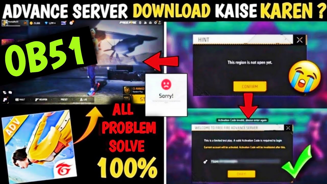 HOW TO DOWNLOAD ADVANCE SERVER OB51 ? THIS REGION IS NOT OPEN YET ADVANCE SERVER ACTIVATION CODE ff