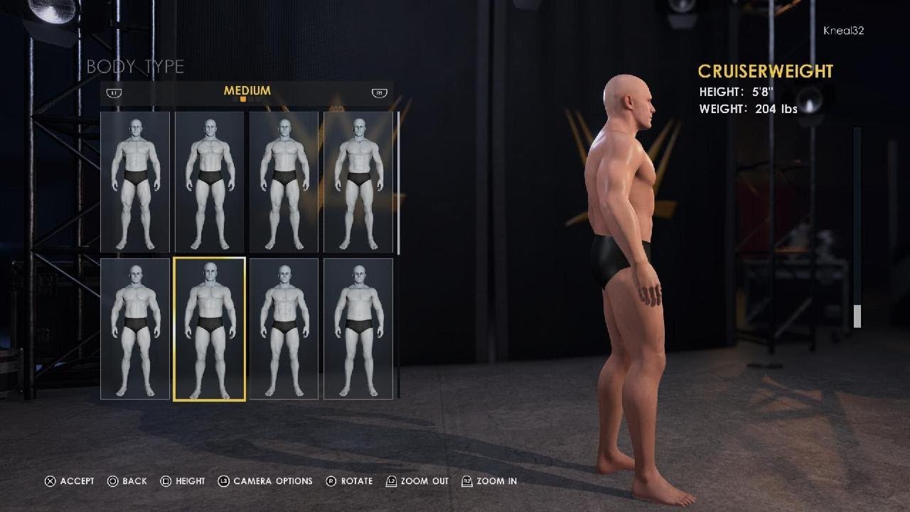 WWE 2K22 Lets  look at Create a wrestler body types