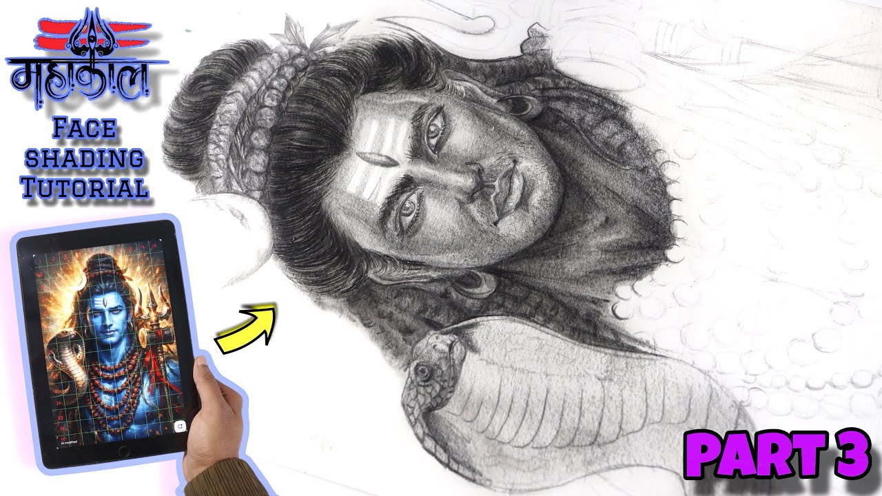 How to draw lord shiva face pencil drawing / step by step tutorial part 3