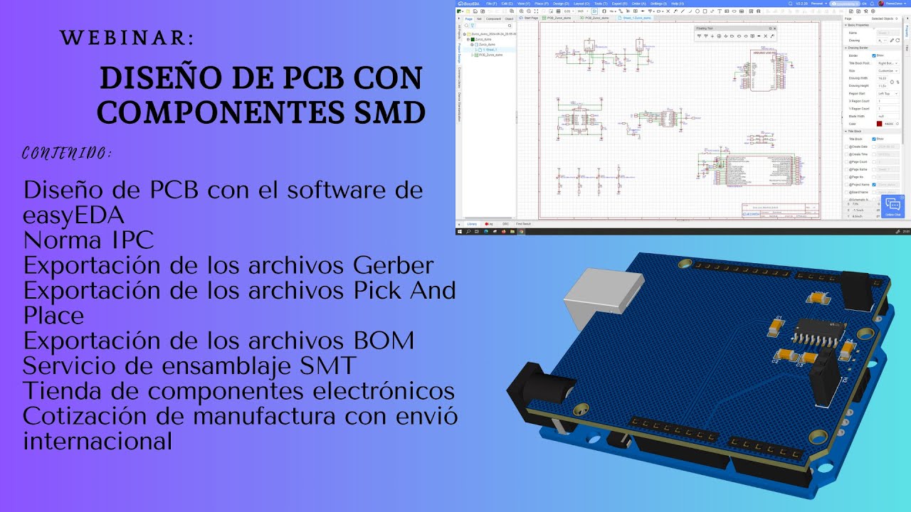 ⚡ Webinar: Diseño de los esquemáticos, PCB con orden de envió y fabricación con servicio SMT JLCPCB