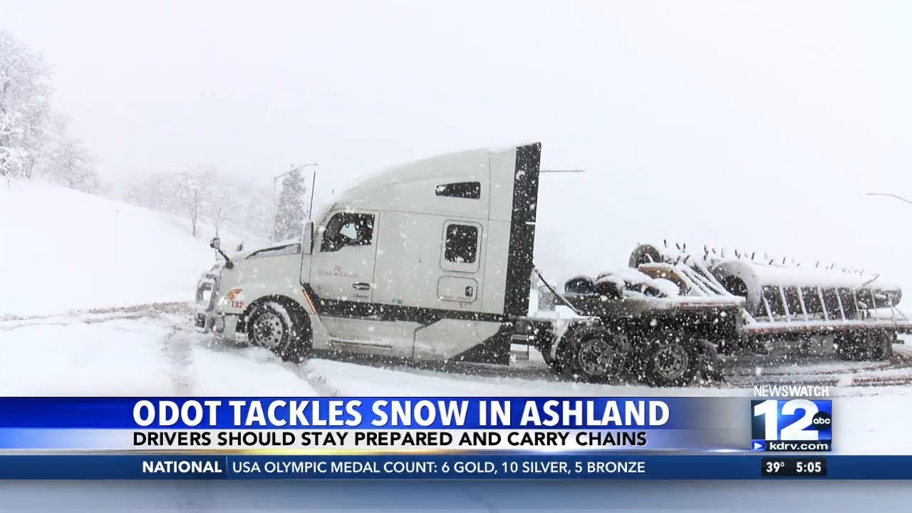 ODOT tackles snow in Ashland during winter storm conditions