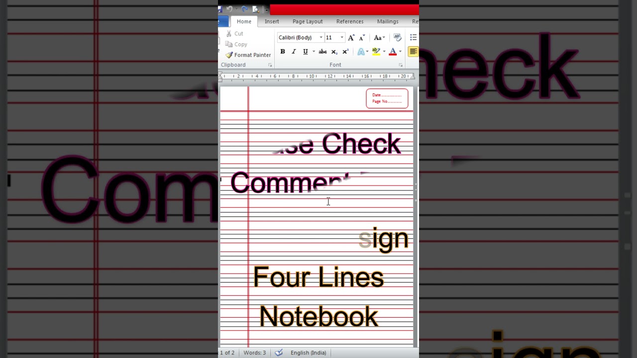 how to make Four Line notebook page in ms word | Four line page design | #notebook #page #new |