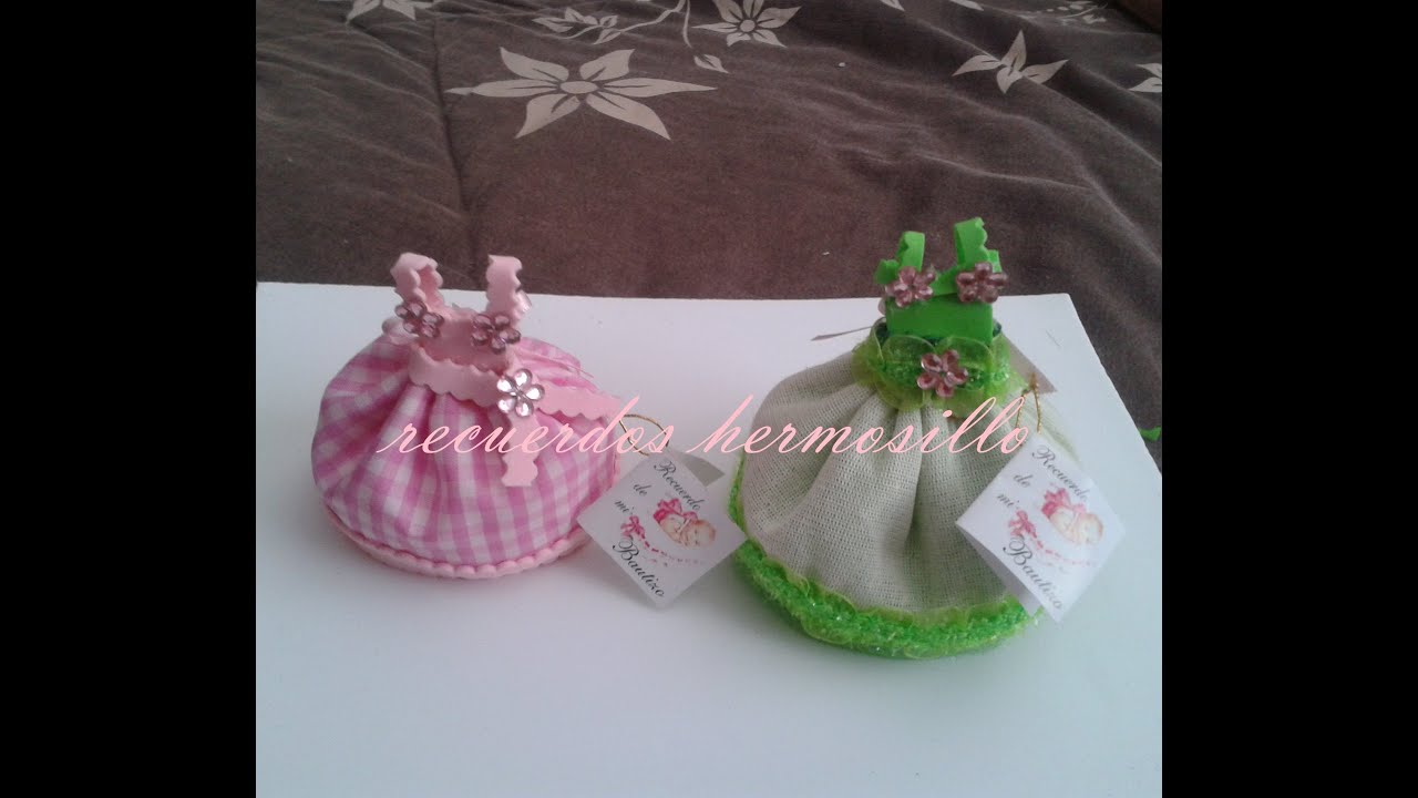 DIY como hacer   vestidito rosa recuerdo bautizo