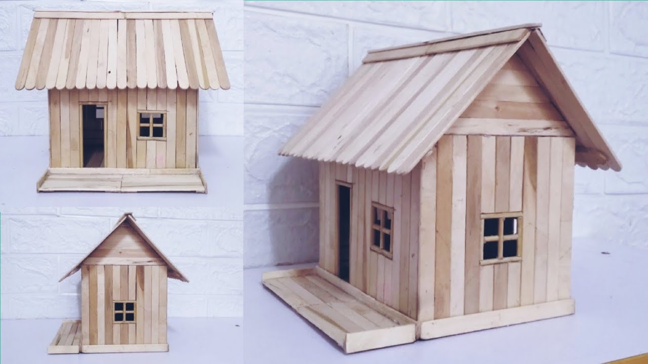 DIY บ้านไม้ไอติม ประดิษฐ์ของจากไม้ไอติม  house