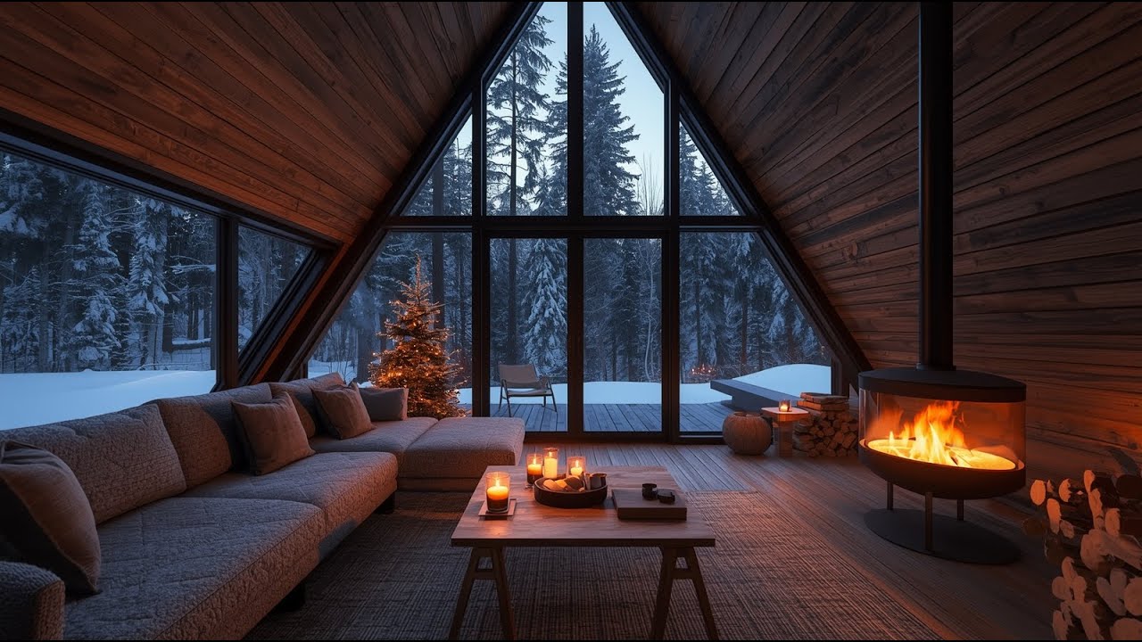 🔥Cozy Fireplace Crackling 24/7 | 🐈Sleeping Orange Cat | ❄️Winter Ambience