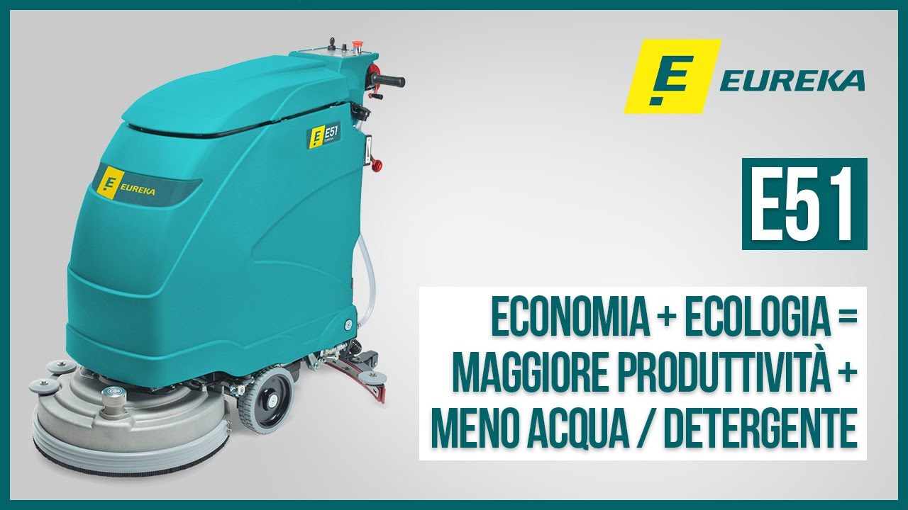 Lavasciuga Accompagnata Professionale E51 | Lavapavimento Industriale Monospazzola di Eureka