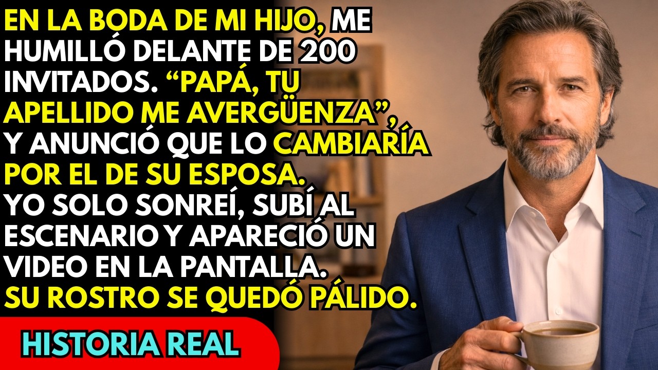 En la boda de mi hijo dijo: “Tu apellido me avergüenza”… Sonreí y puse el vídeo que lo hundió