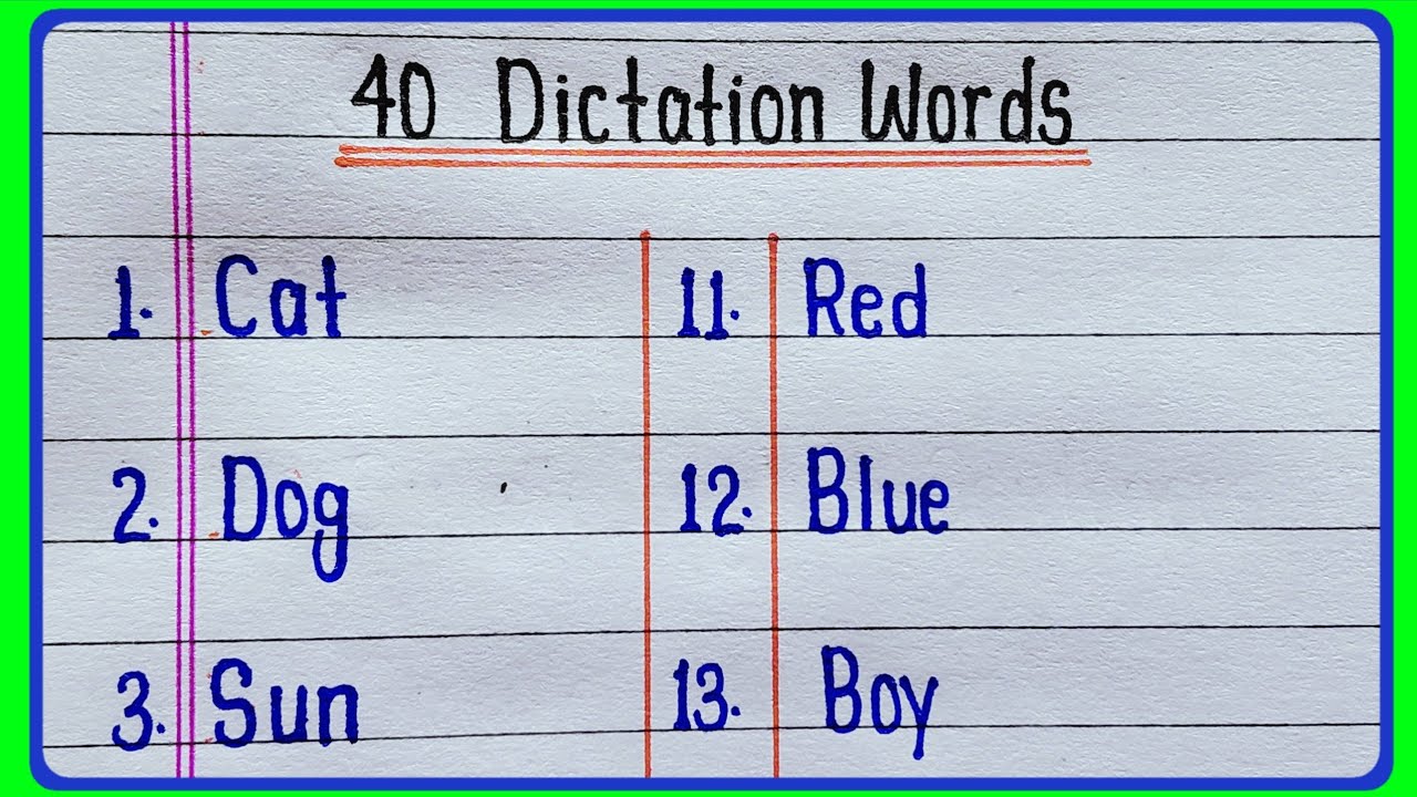 40 Dictation words in english || Dictation words || Dictation words 40